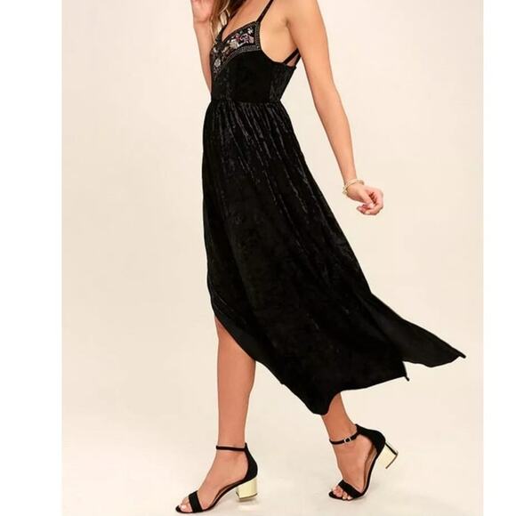 Somedays Lovin Erin Maxi Dress S Black Velvet Embroider Dark Romantic Whimsigoth - Picture 10 of 16